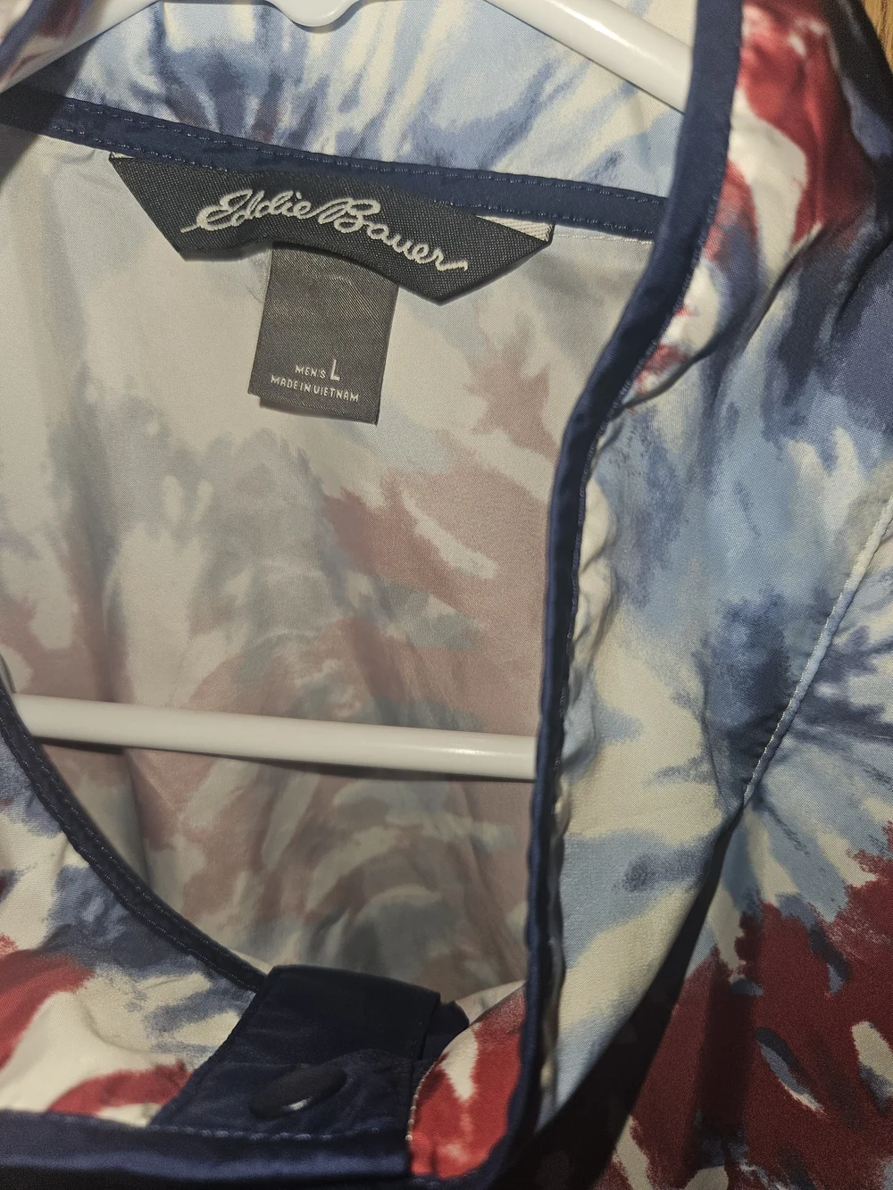 Eddie Bauer Red and Blue Tie-Dye Wind Breaker Pullover